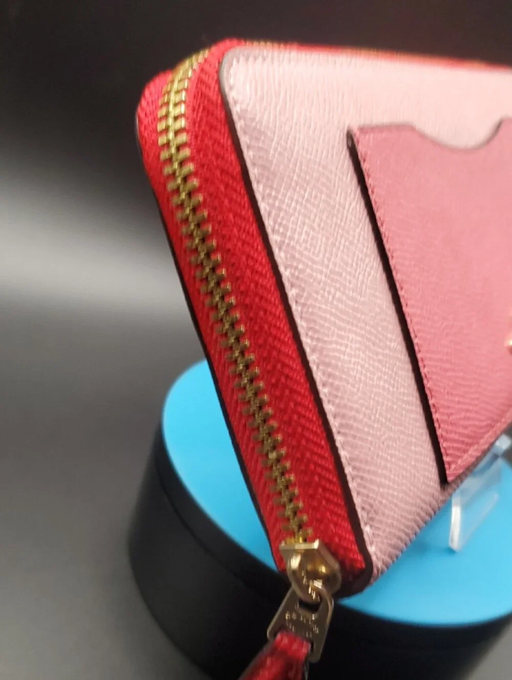 Coach Pink Two-Tone With Red Zip-Around Wallet